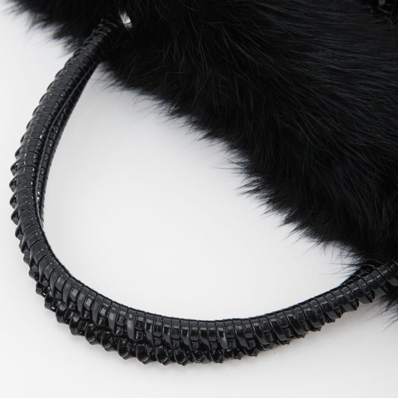 ANTEPRIMA アンテプリマ ファー付ワイヤーハンドバッグ ブラック系