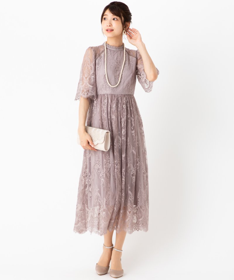 Dorry Doll ドリードール 袖付き総レースドレス グレー系 | 結婚式