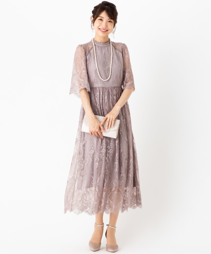 Dorry Doll ドリードール 袖付き総レースドレス グレー系 | 結婚式