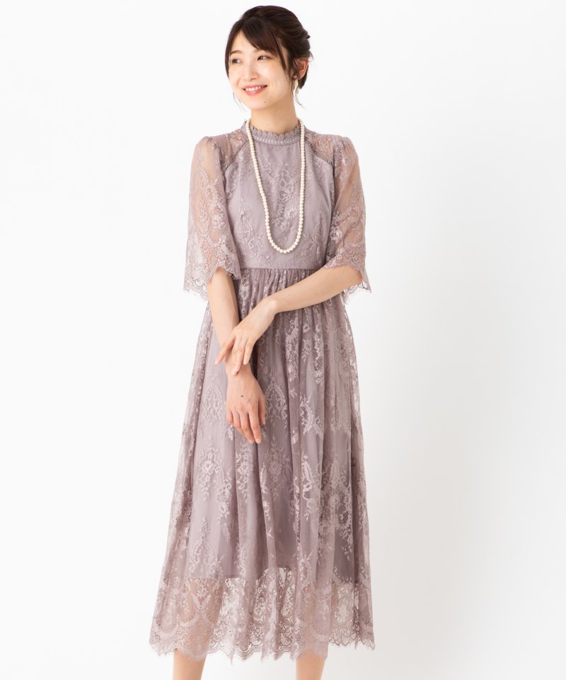 ドリードール ドレス グレー dorry doll 結婚式 Dorry Doll ドリードール 袖付き総レースドレス グレー系 | 結婚式