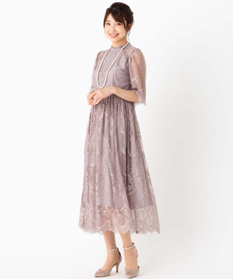Dorry Doll ドリードール 袖付き総レースドレス グレー系 | 結婚式
