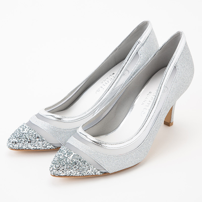 Diana シルバー グリッターチュール　ハイヒール DIANA ダイアナ グリッターチュールパンプス シルバー系 | 結婚式