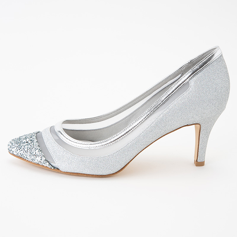 DIANA ダイアナ グリッターチュールパンプス シルバー系 | 結婚式