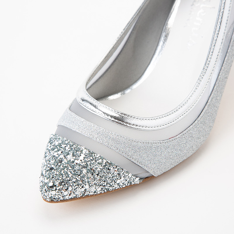 DIANA ダイアナ グリッターチュールパンプス シルバー系 | 結婚式