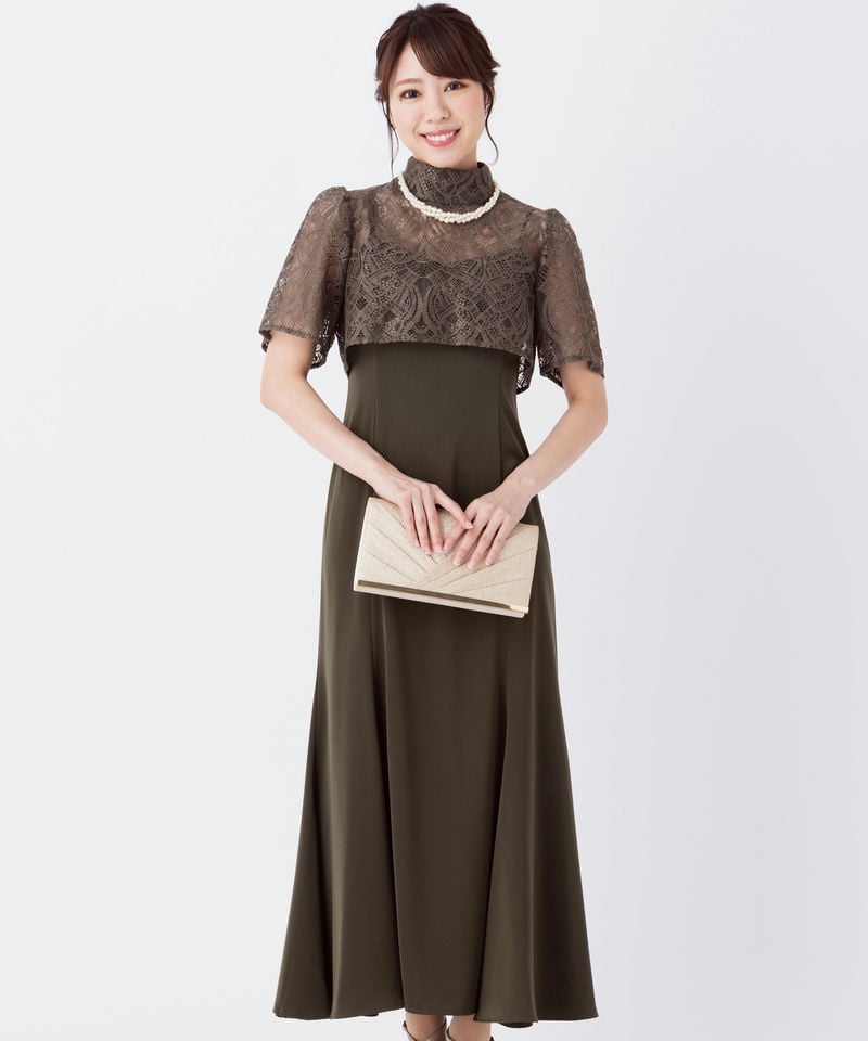 etoll. エトル ジオメトリックカシュクールデザインフレアドレス