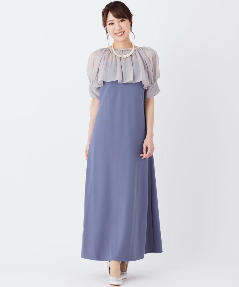 SNIDEL スナイデル プリーツ切替ボウタイレースドレス グレー系 | 結婚