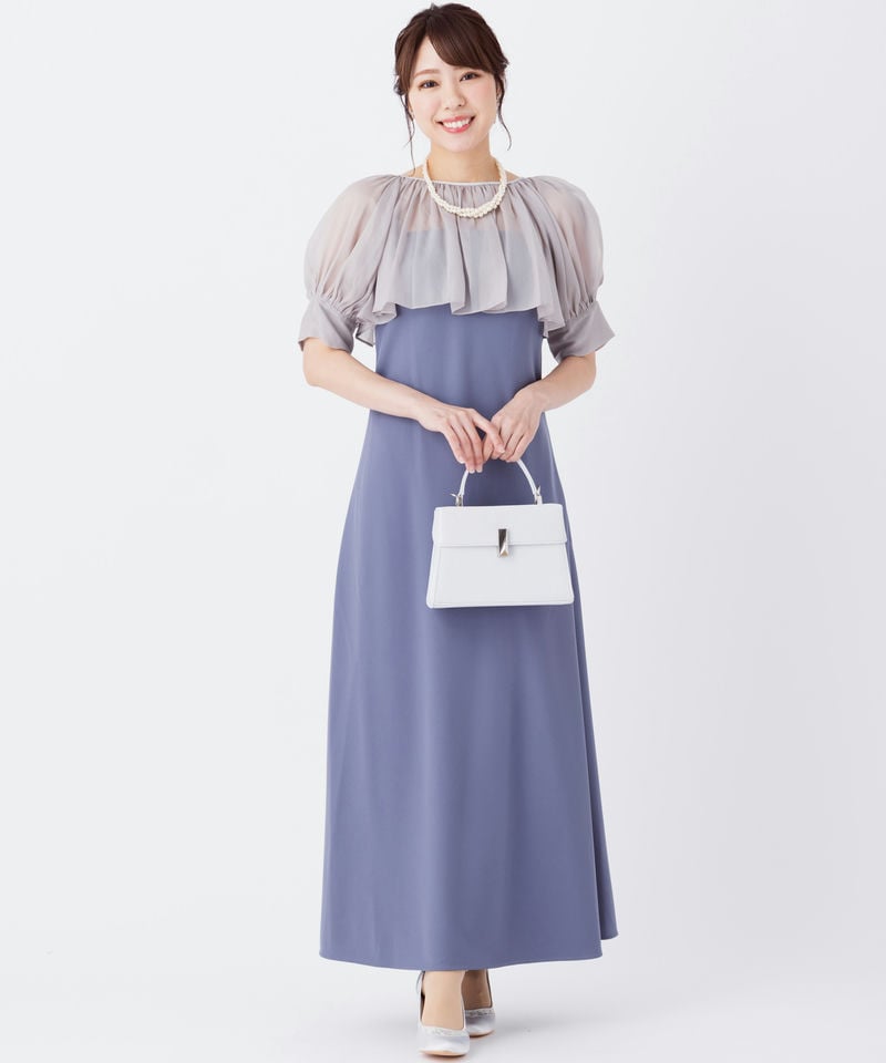 SNIDEL スナイデル バックリボンボレロセットドレス ブルー系 | 結婚式