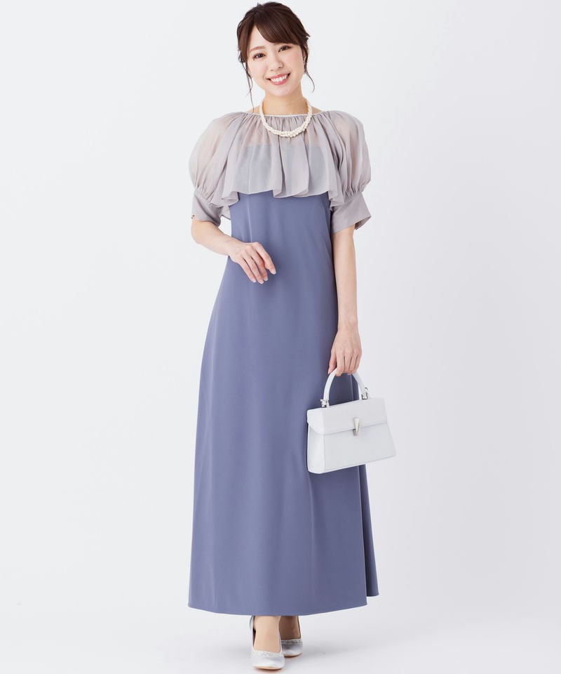 SNIDEL スナイデル バックリボンボレロセットドレス ブルー系 | 結婚式