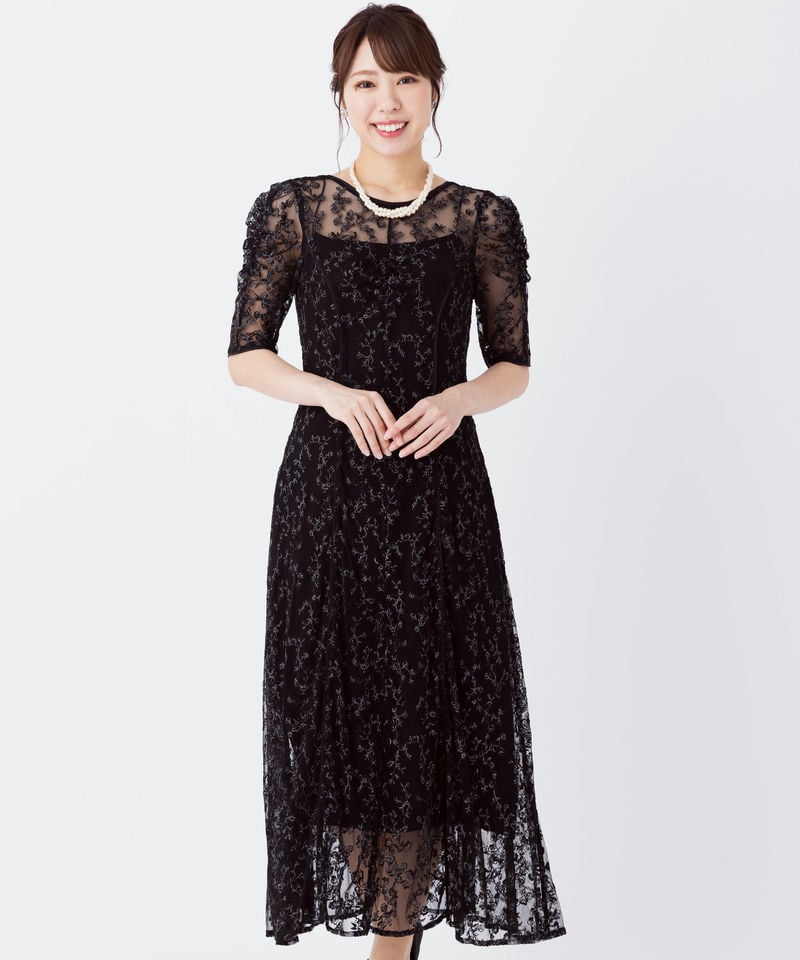 FRAY I.D フレイアイディー　オーナメントラインパネルドレス　ブラック/S FRAY I.D フレイアイディー オーナメントラインパネルドレス ブラック