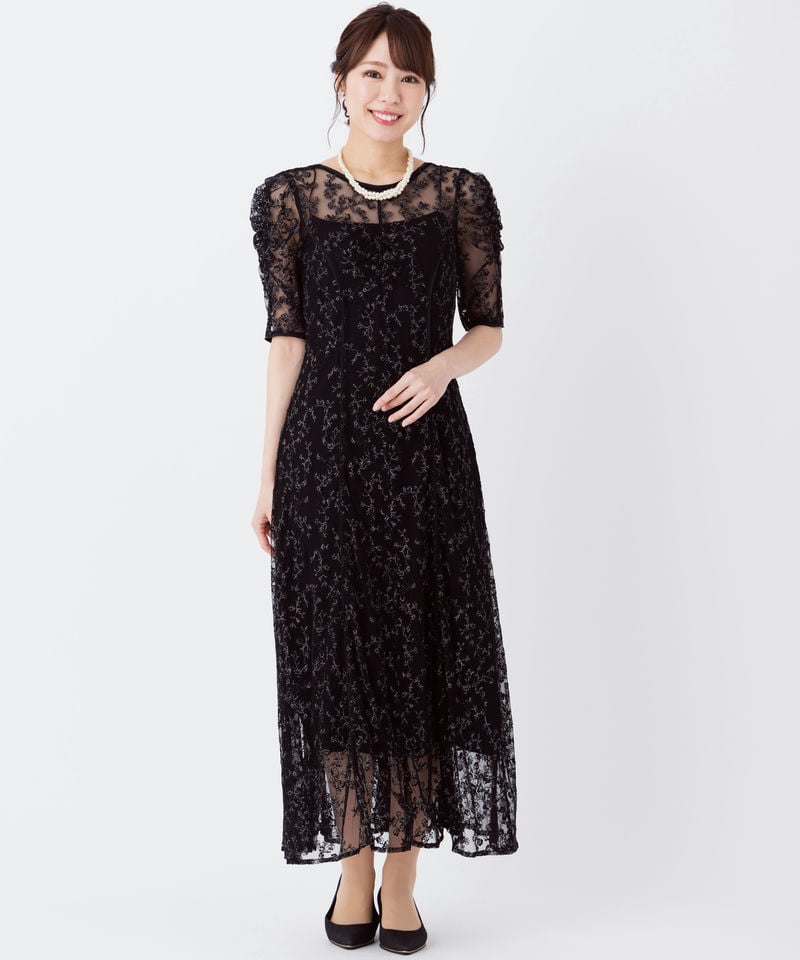 FRAY I.D フレイアイディー エンブロイダリードレス ブラック系 | 結婚