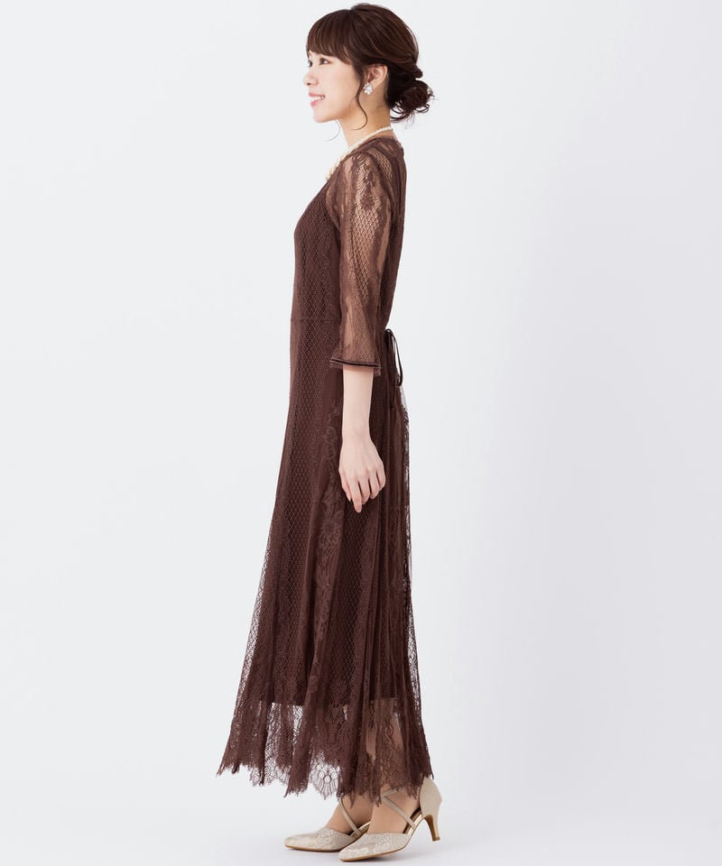 FRAY I.D フレイアイディー クラシカルレースロングドレス ブラウン系