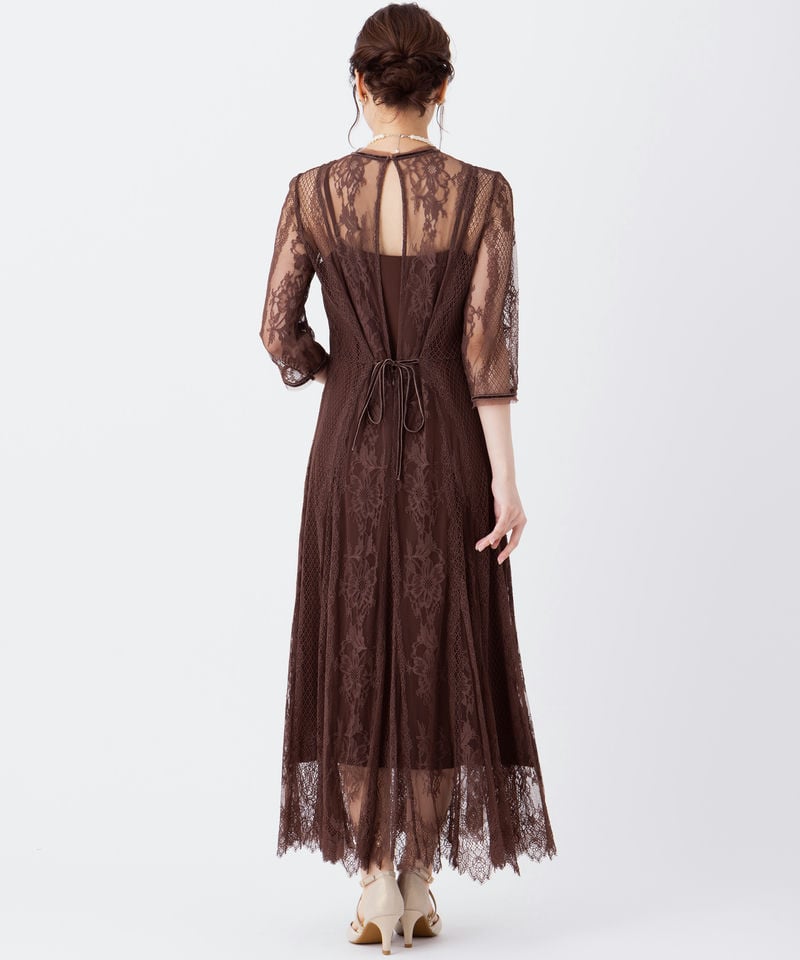 FRAY I.D フレイアイディー クラシカルレースロングドレス ブラウン系