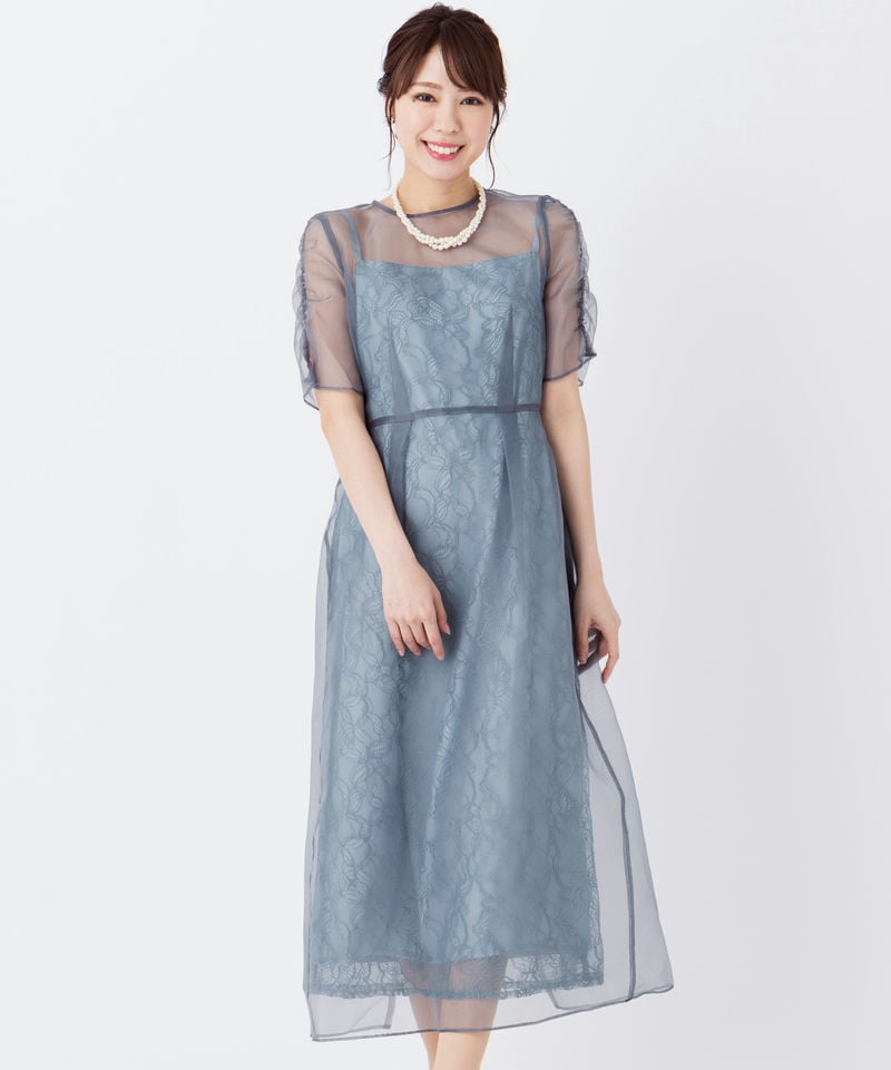 新品未使用　form forma フォルムフォルマ 刺繍&プリーツロングドレス form forma フォルムフォルマ 刺繍&プリーツロングドレス ブルー系