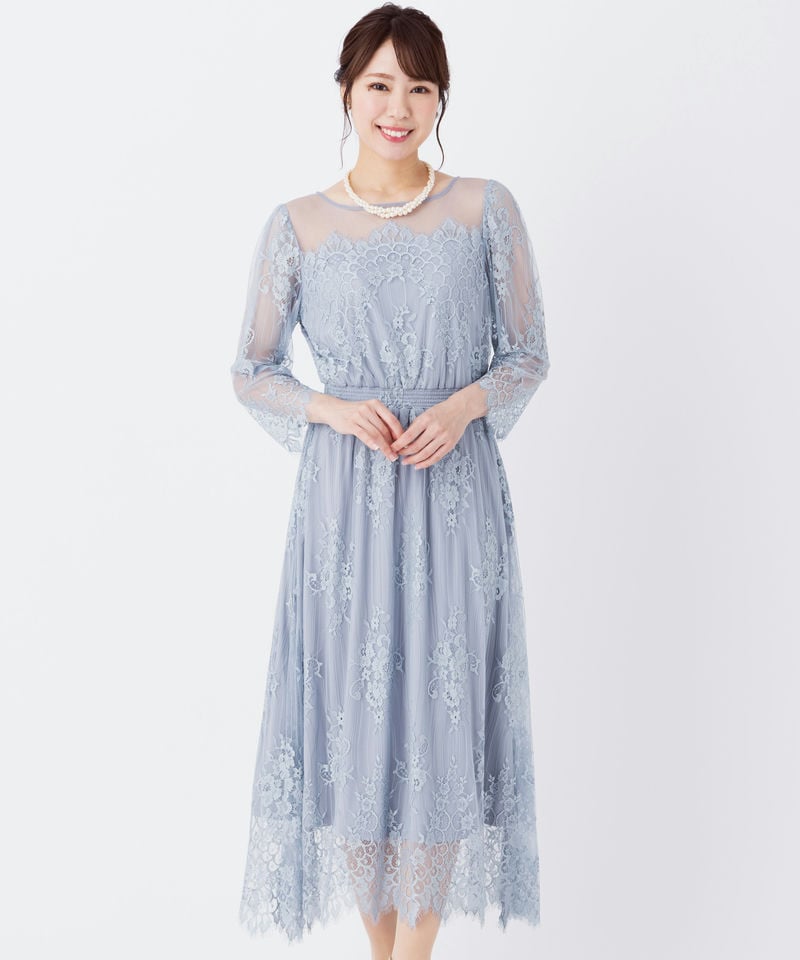 SNIDEL スナイデル ボリュームフレアレースドッキングドレス その他 x