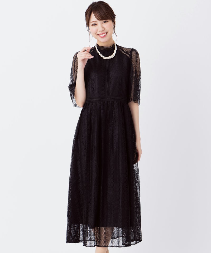 VALENTINO ヴィンテージ80s チャイナ風ドレス　レース裾　ブラック ホワイトレース トラディショナルチャイナ髪飾り 髪飾り|チャイナ服