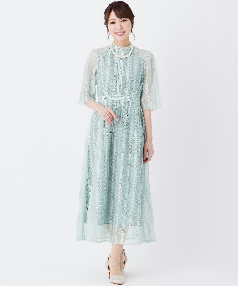 BONLECILL ボンルシール プチハイネックヴィンテージ総レースドレス