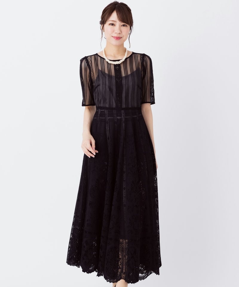 FRAY I.D フレイアイディー クラシカルレースロングドレス ブラウン系