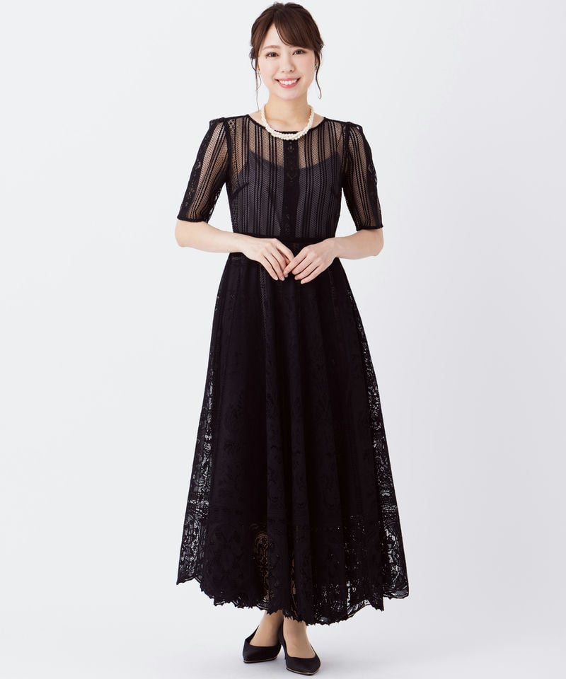 FRAY I.D フレイアイディー サーキュラーパネルレースドレス ブラック