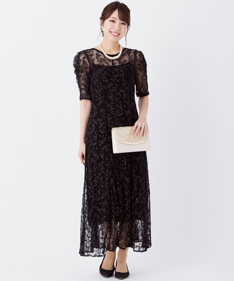 FRAY I.D フレイアイディー エンブロイダリードレス ブラック系 | 結婚