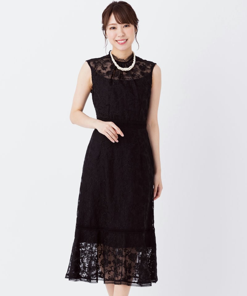 FRAY I.D フレイアイディー オーガンジー刺繍ドレス ブラック系 | 結婚