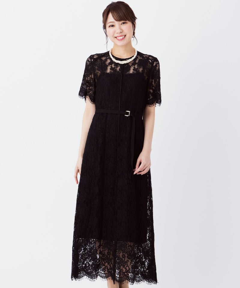 FRAY I.D フレイアイディー パイピングレースドレス ブラック系 | 結婚