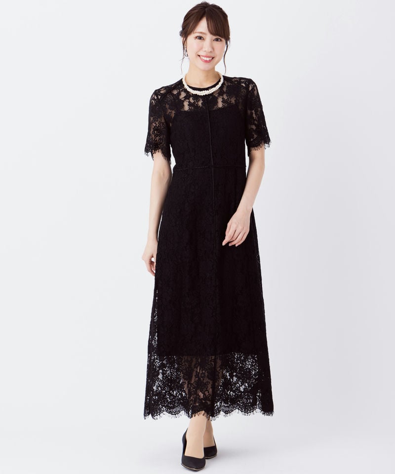 FRAY I.D フレイアイディー パイピングレースドレス ブラック系 | 結婚