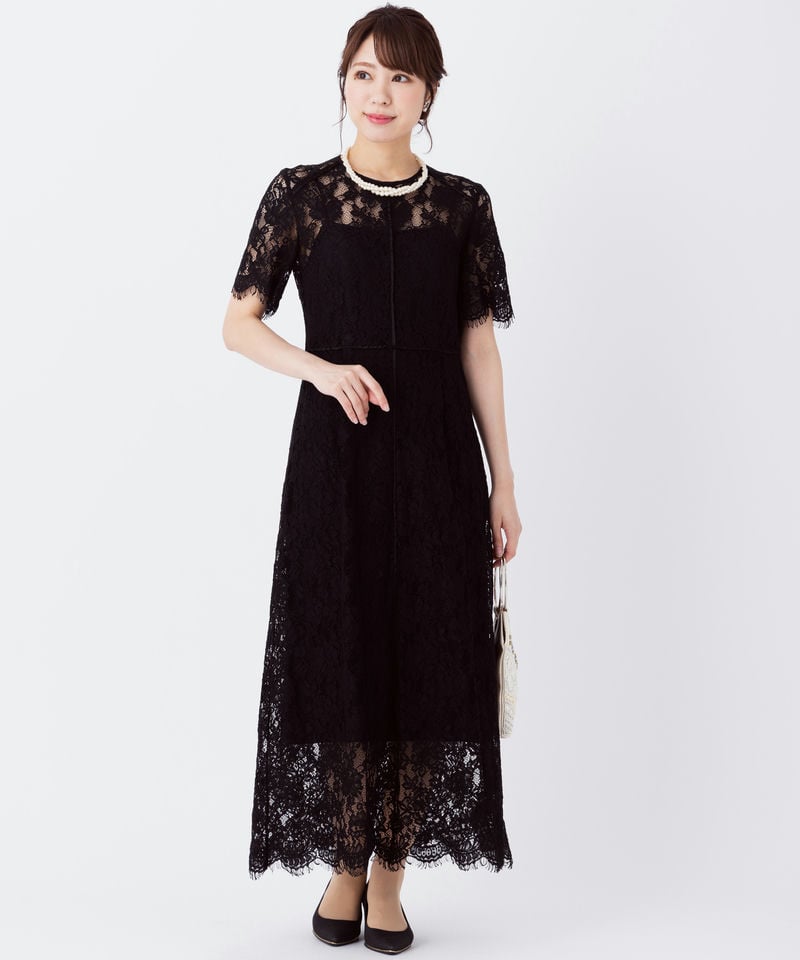 FRAY I.D フレイアイディー パイピングレースドレス ブラック系 | 結婚