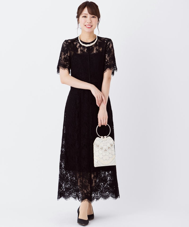 FRAY I.D フレイアイディー パイピングレースドレス ブラック系 | 結婚