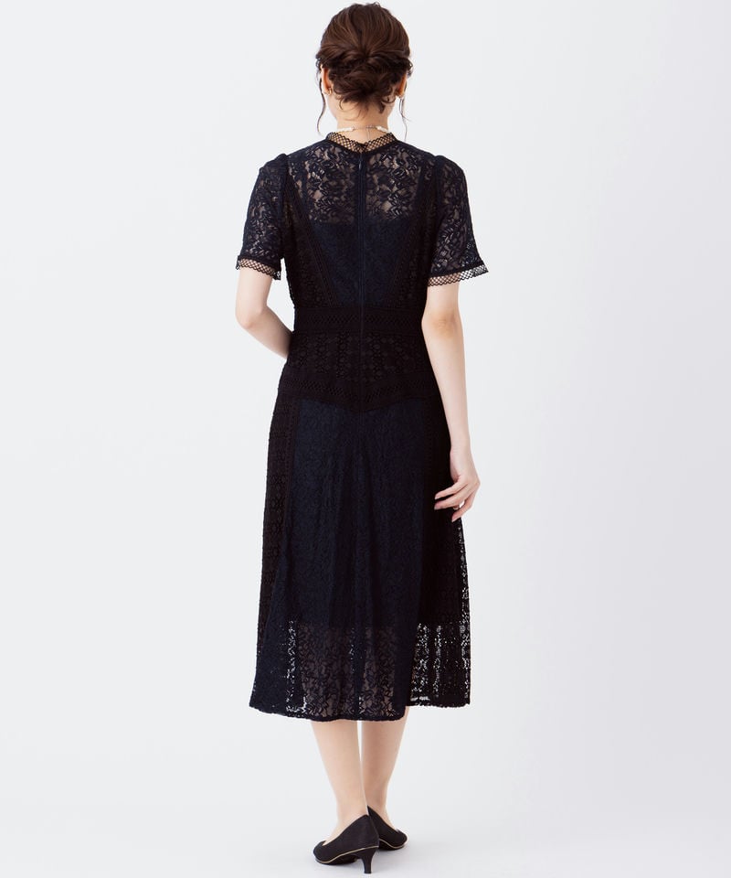 SNIDEL スナイデル ミドルレースオケージョンドレス ネイビー系 | 結婚