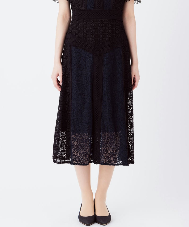 SNIDEL スナイデル ミドルレースオケージョンドレス ネイビー系 | 結婚