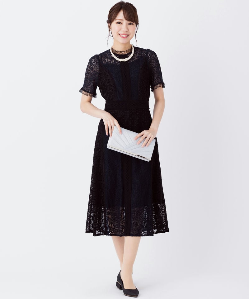 SNIDEL スナイデル ミドルレースオケージョンドレス ネイビー系 | 結婚