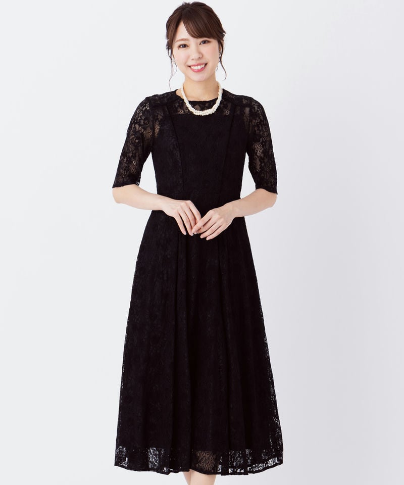 etoll. エトル ジオメトリックカシュクールデザインフレアドレス