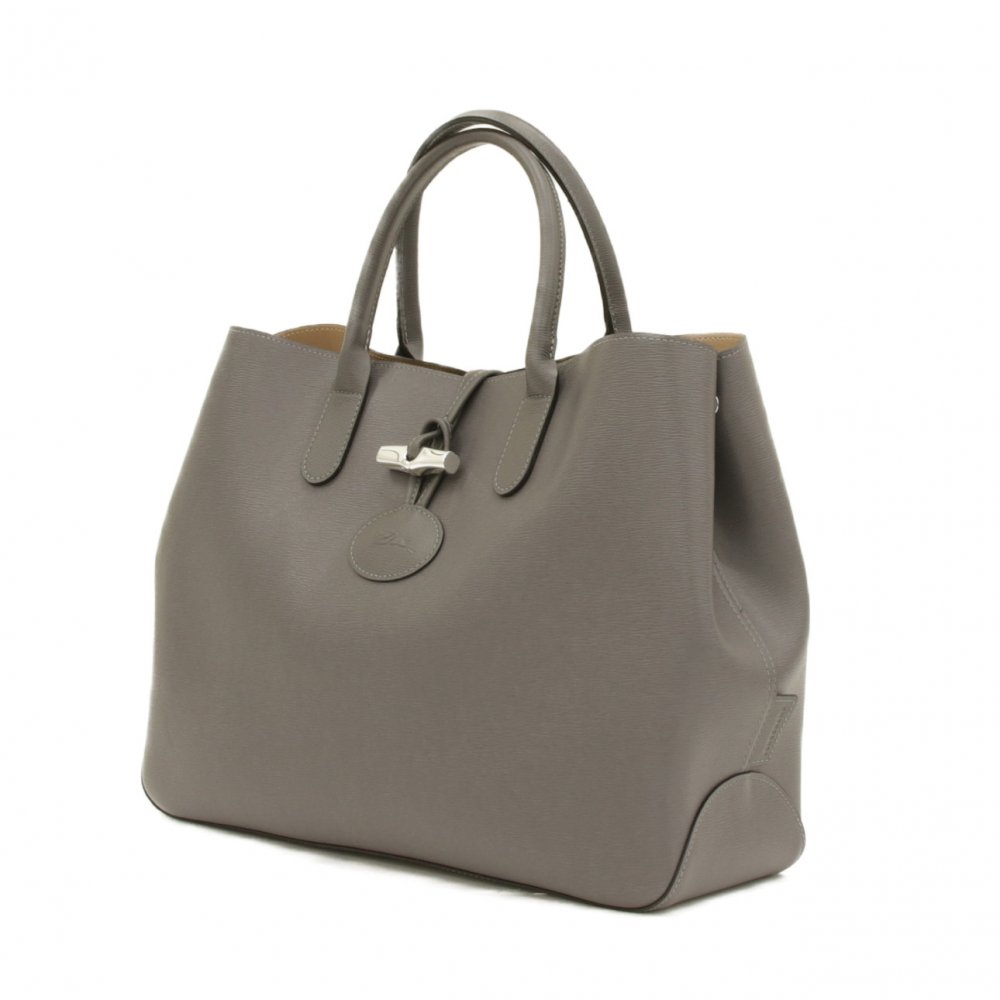 LONGCHAMP ロンシャン ロゾ・レザーハンドバッグ グレー系 LONGCHAMP ロンシャン ロゾ・レザーハンドバッグ グレー系