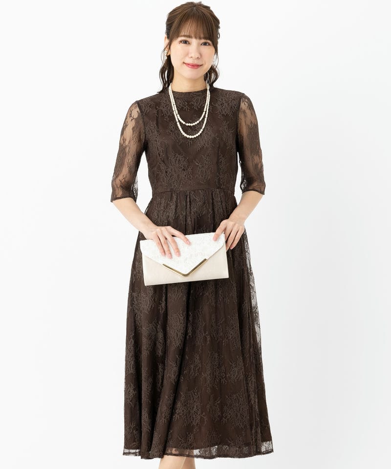 Aimer エメ スタンドカラーストライプレースコクーンドレス その他 x