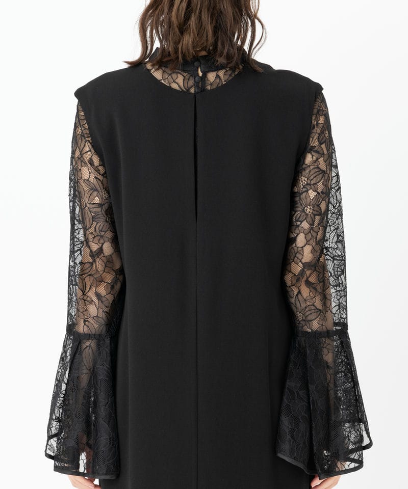 Select Shop ベルスリーブスリットドレス ブラック系 | 結婚式