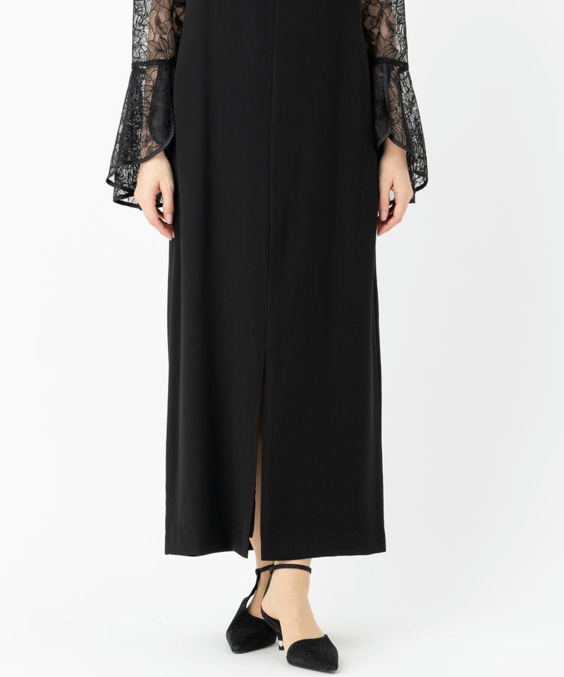 Select Shop ベルスリーブスリットドレス ブラック系 | 結婚式