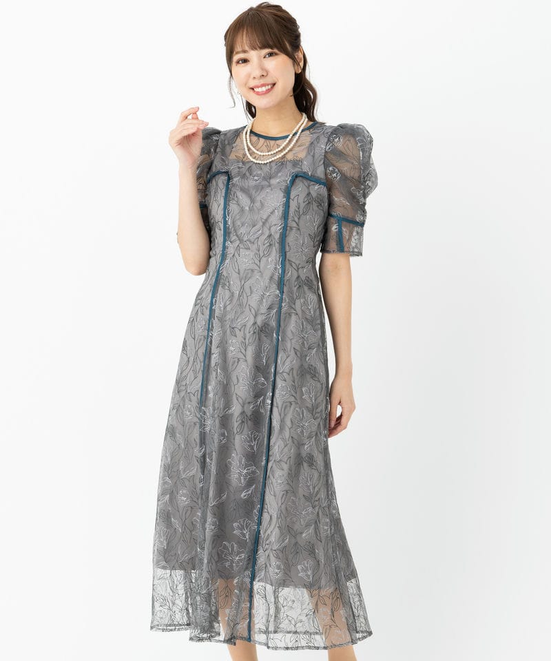 LilyBrown リリーブラウン チュール刺繍ドレス グレー系 | 結婚式