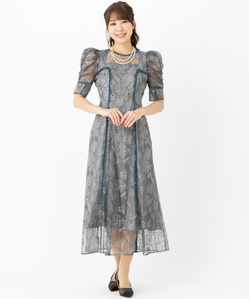 LilyBrown リリーブラウン チュール刺繍ドレス グレー系 | 結婚式