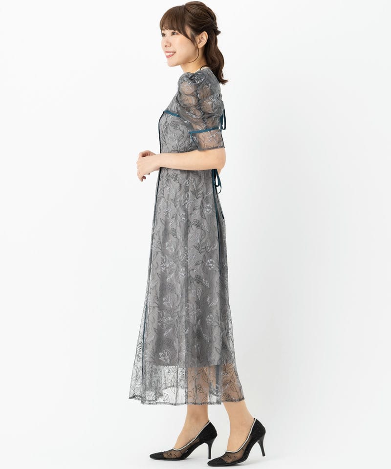 LilyBrown リリーブラウン チュール刺繍ドレス グレー系 | 結婚式