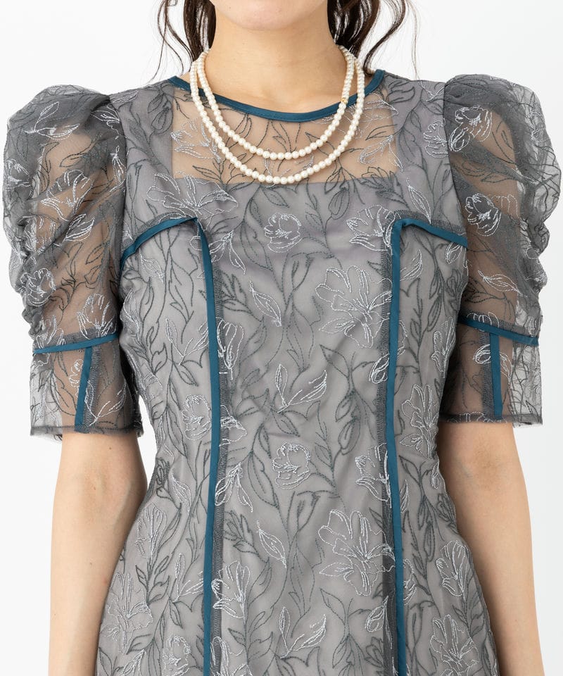 LilyBrown リリーブラウン チュール刺繍ドレス グレー系 | 結婚式