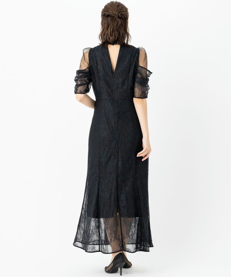 SNIDEL スナイデル デザインスリーブレースドレス ブラック系 | 結婚式