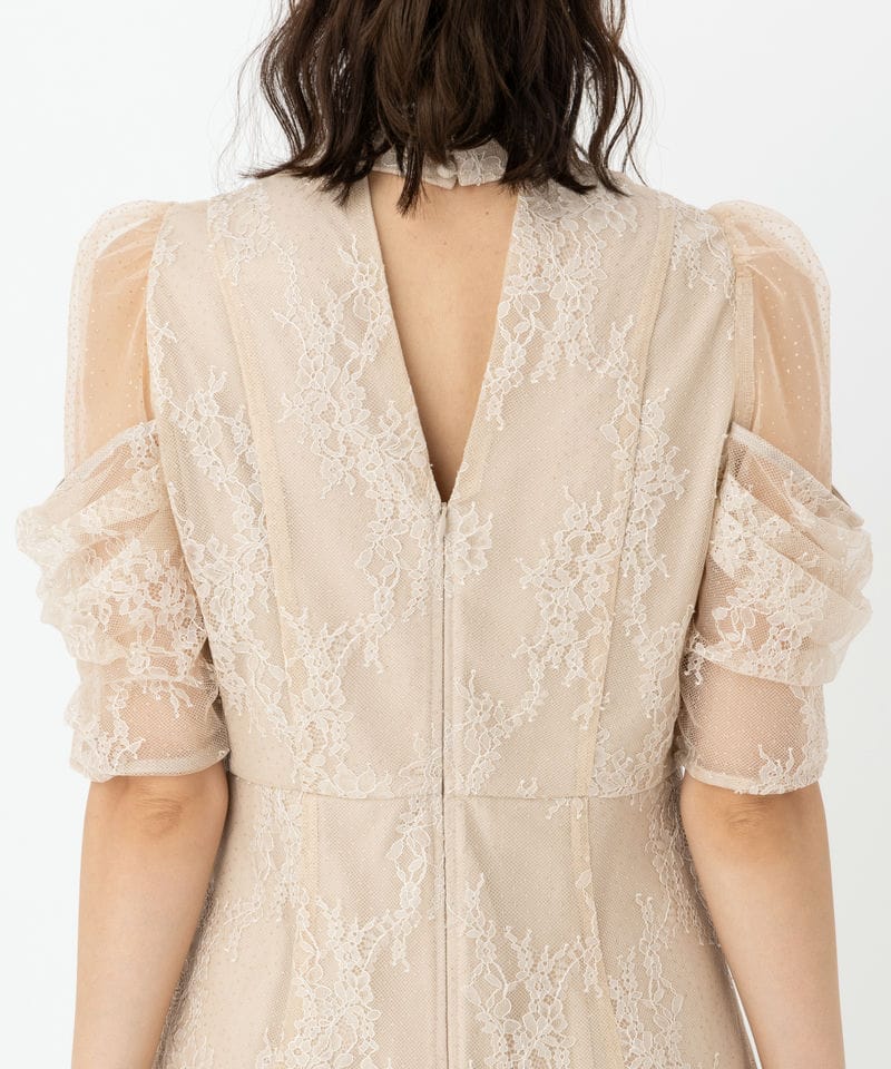 SNIDEL スナイデル デザインスリーブレースドレス ベージュ系 | 結婚式