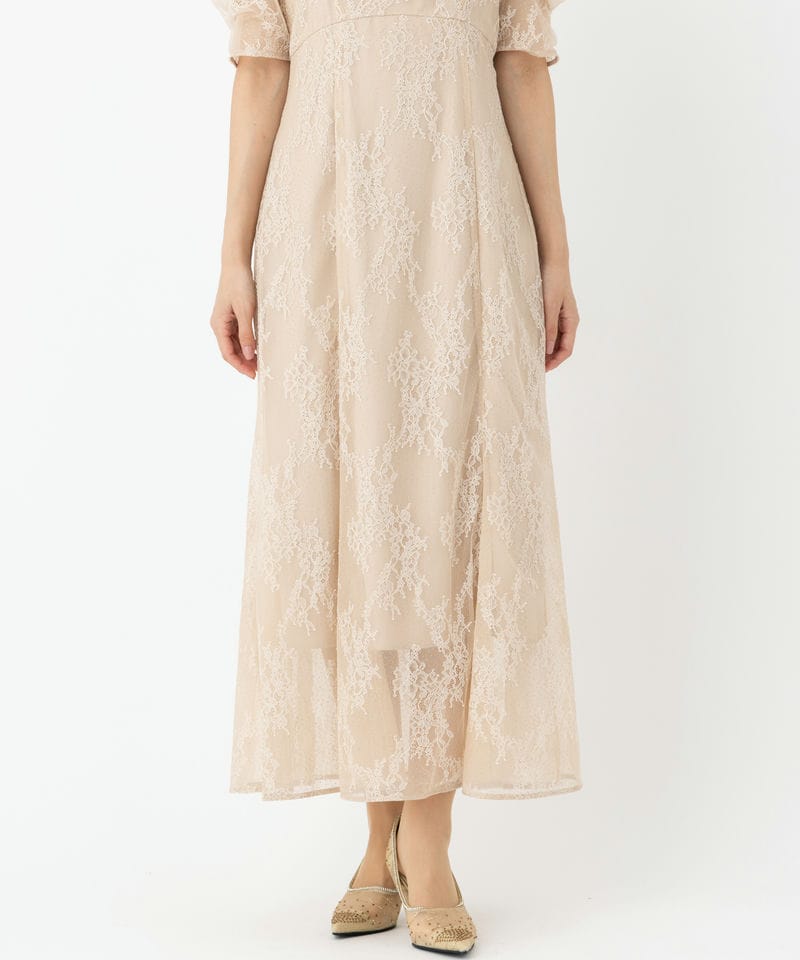 SNIDEL スナイデル デザインスリーブレースドレス ベージュ系 | 結婚式