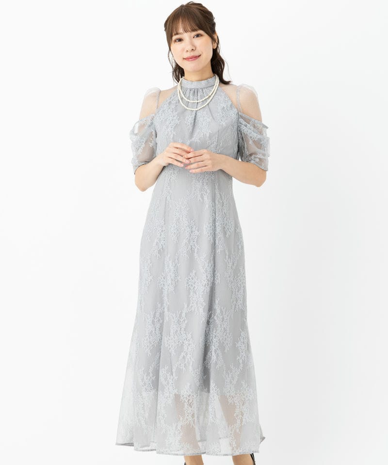 SNIDEL デザインスリーブレースドレス SNIDEL スナイデル デザインスリーブレースドレス ブルー系 | 結婚式