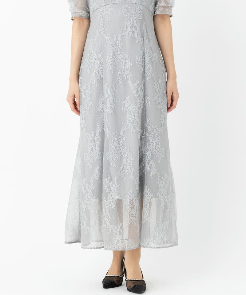 SNIDEL スナイデル デザインスリーブレースドレス ブルー系 | 結婚式