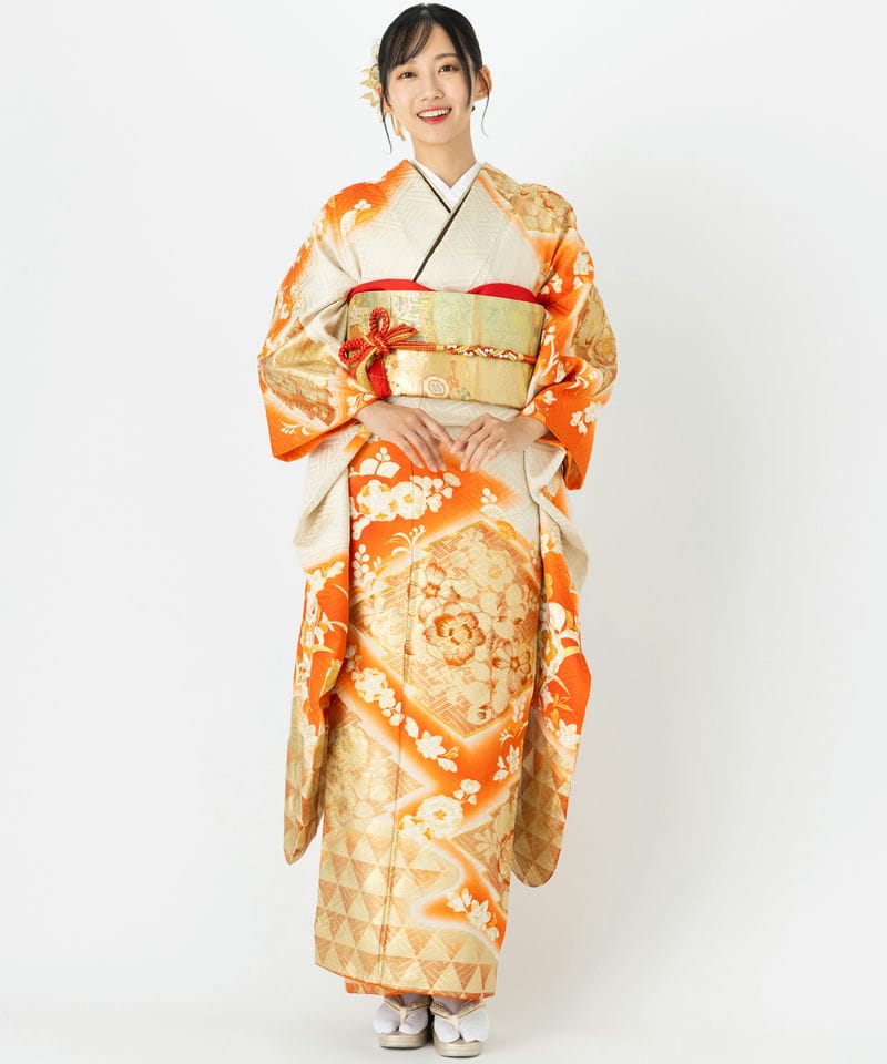 Select Shop 【振袖】紗綾形に八重桜 オレンジ系 | 結婚式パーティーの