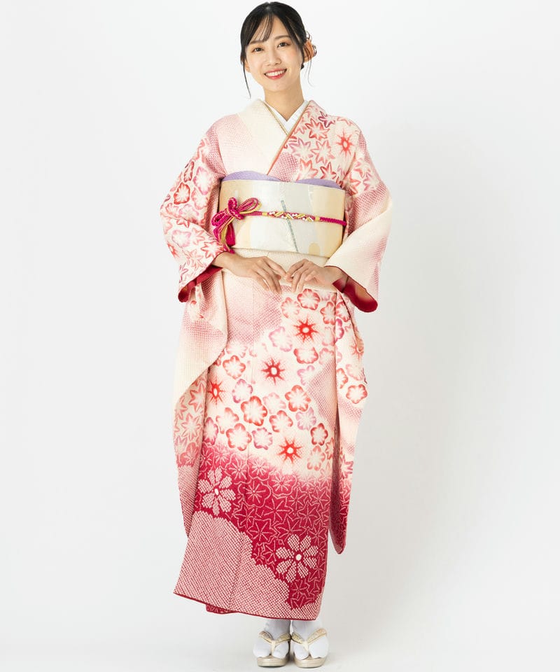Select Shop 【振袖】総絞りに梅と紅葉 ピンク系 | 結婚式パーティーの 