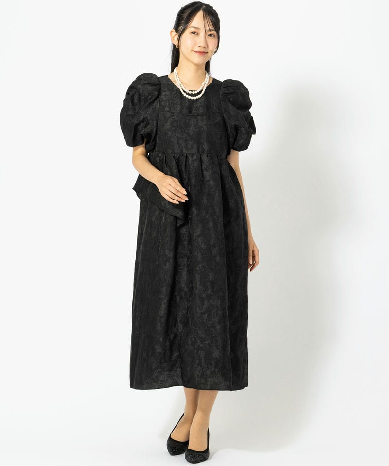 ANDRESD アンドレスド バブルスリーブジャガードドレス ブラック系