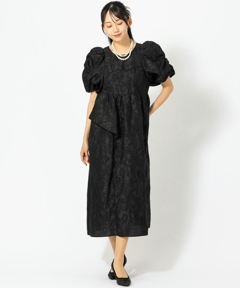ANDRESD アンドレスド バブルスリーブジャガードドレス ブラック系