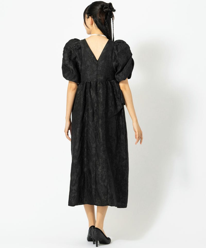 ANDRESD アンドレスド バブルスリーブジャガードドレス ブラック系